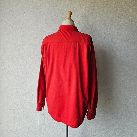 Vintage 80s 90s Gitano Red Long Sleeve Button Front Boxy Oversized Shirt L Large - Picture 6 of 9